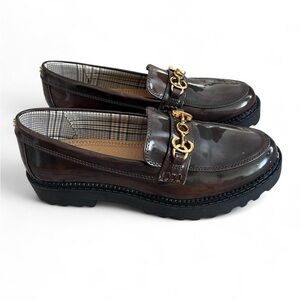 Brown Platform Loafers with Gold Accent (NWOT)